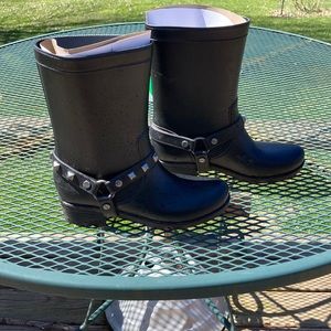 Rubber Biker Rain Boots